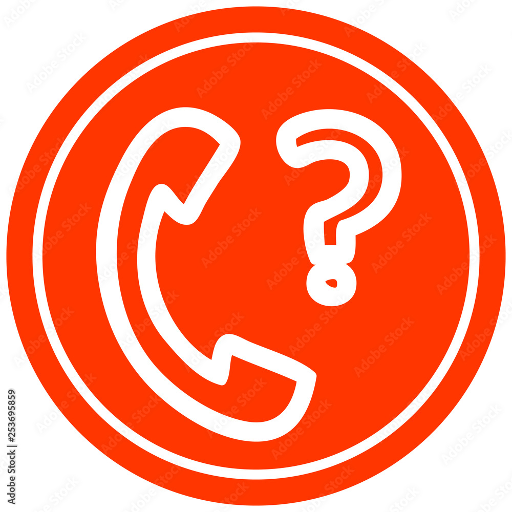 telephone handset with question mark circular icon telephone handset with question mark circular icon