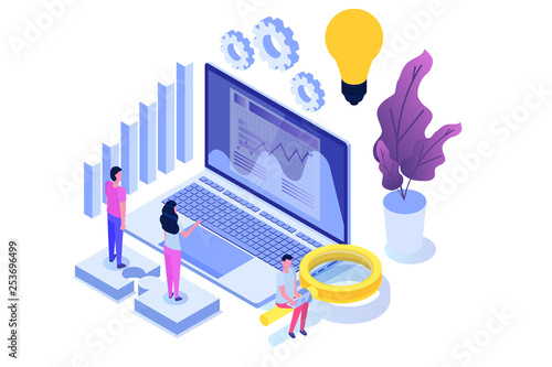 CRM - Customer relationship management isometric concept. Vector illustration