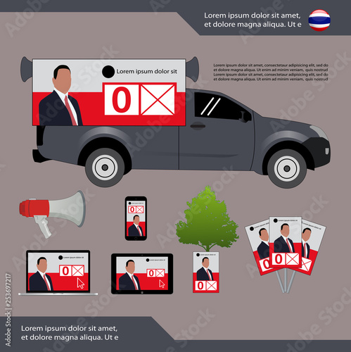 political party media campaign Vector Illustration, Thai General Election  - Thailand