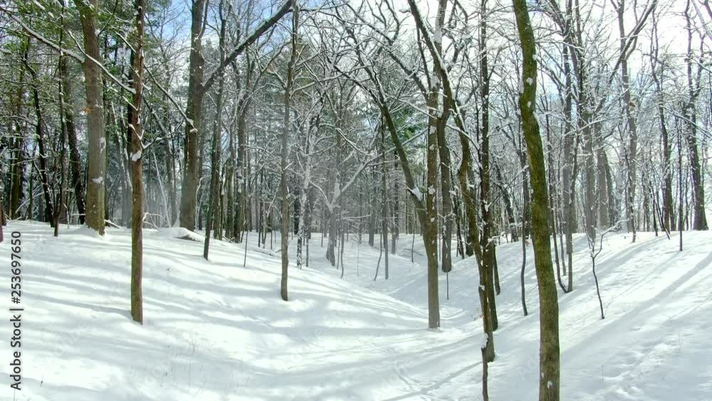 Drone fly through of Winter wonderland stillness covered in fresh snow. Drone fly through of Winter wonderland stillness covered in fresh snow.