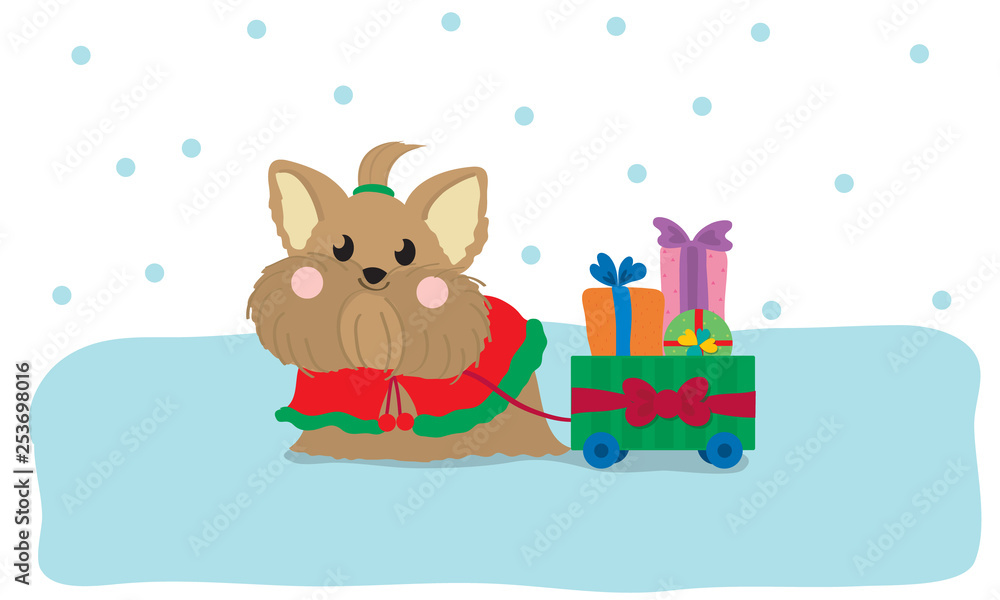 Cute dogs Santa claus in Christmas concept