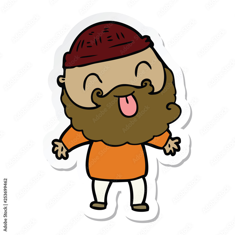 sticker of a man with beard sticking out tongue sticker of a man with beard sticking out tongue