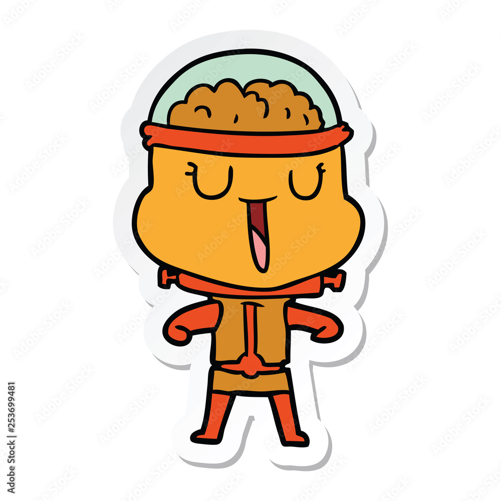 sticker of a happy cartoon robot sticker of a happy cartoon robot