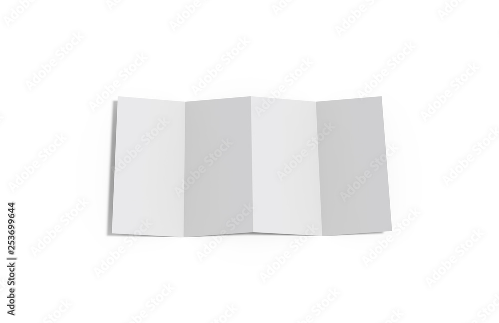 Accordion fold brochure, four fold brochure, eight pages four panel leaflet, concertina fold mock up template on isolated white background, 3d illustration Accordion fold brochure, four fold brochure, eight pages four panel leaflet, concertina fold mock up template on isolated white background, 3d illustration