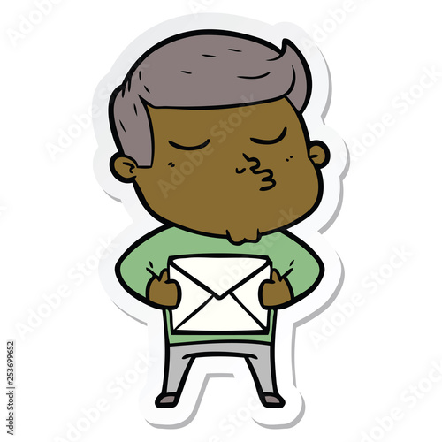 sticker of a cartoon model guy pouting