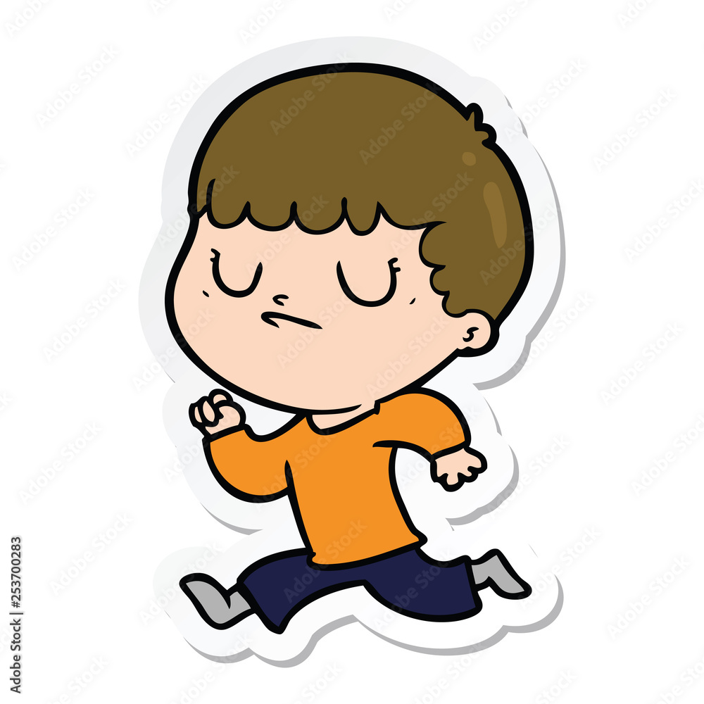sticker of a cartoon grumpy boy sticker of a cartoon grumpy boy