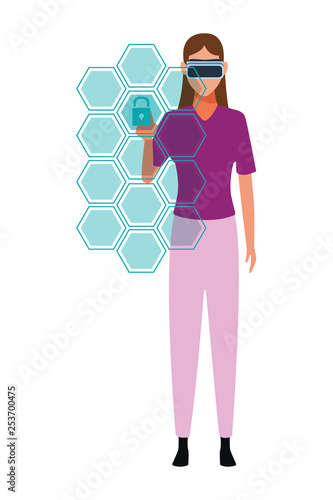 Woman using virtual reality glasses