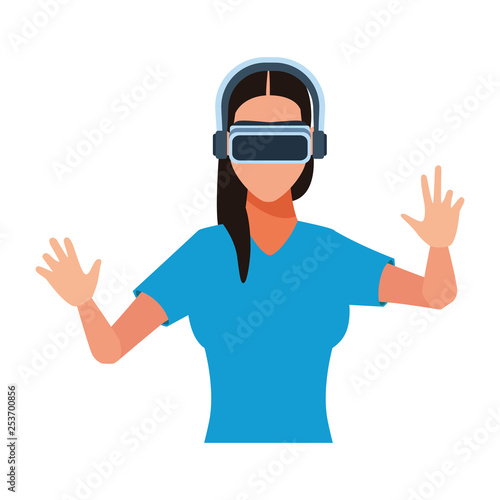 Woman using virtual reality glasses © Jemastock