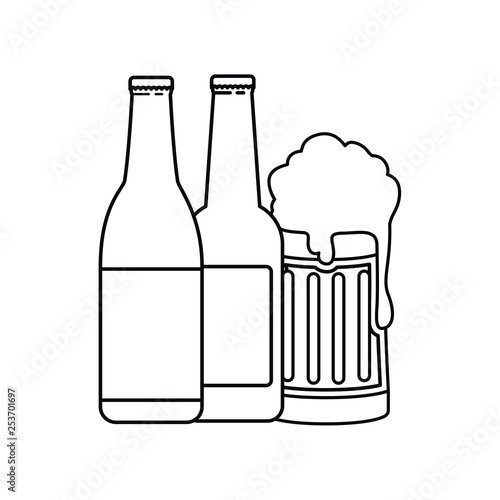 bottle of beer and glass isolated icon