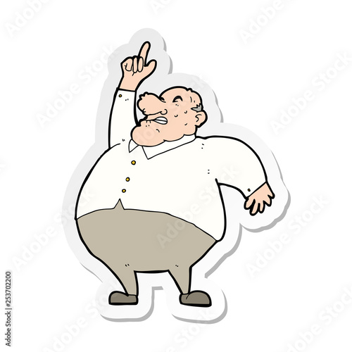 sticker of a cartoon big fat boss