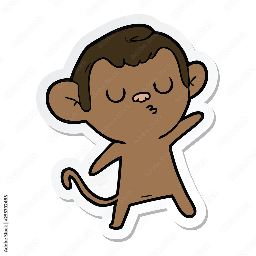 sticker of a cartoon monkey sticker of a cartoon monkey
