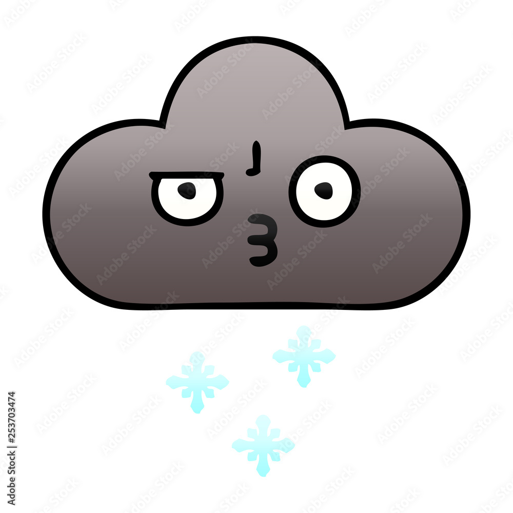 gradient shaded cartoon storm snow cloud