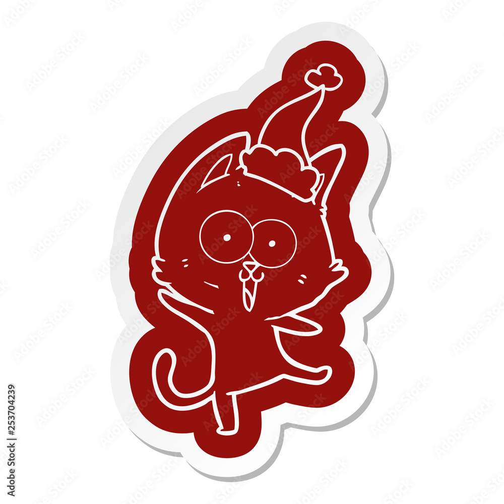 funny cartoon icon of a cat wearing santa hat funny cartoon icon of a cat wearing santa hat