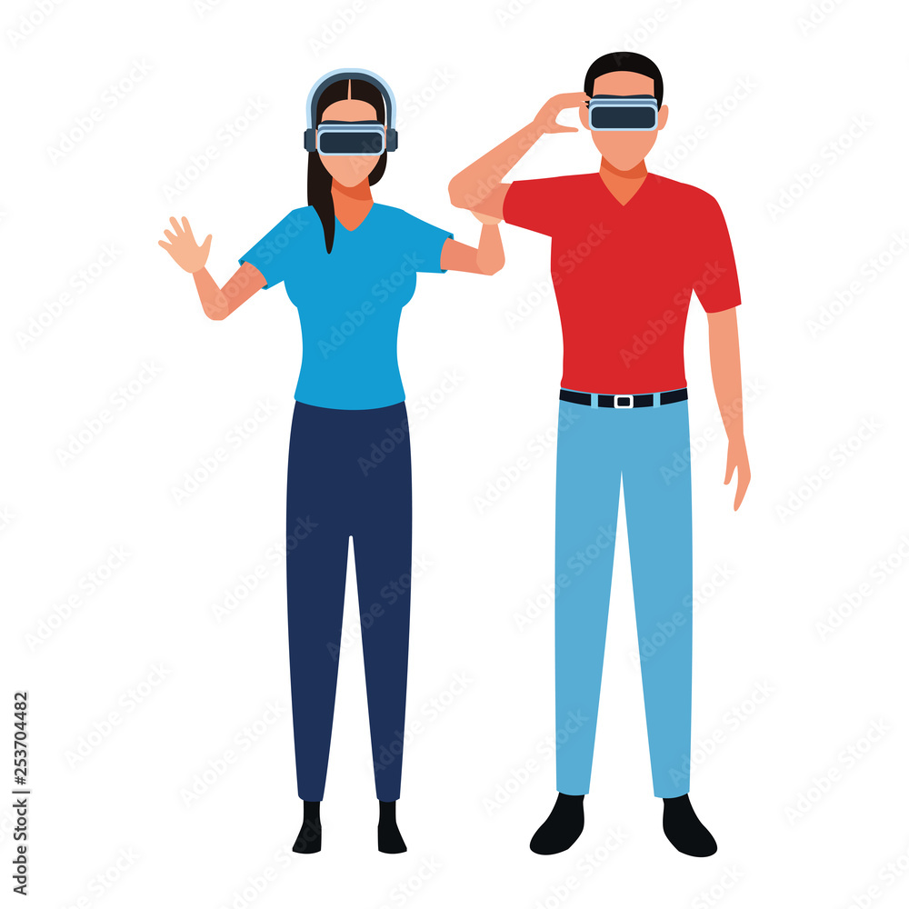 People playing with virtual reality People playing with virtual reality