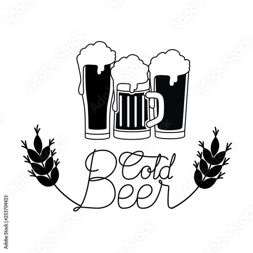 cold beer label isolated icon