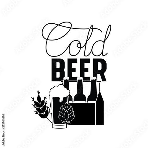cold beer label isolated icon