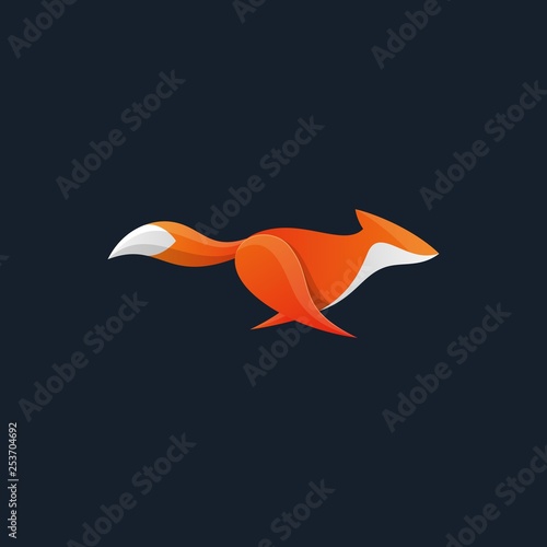 Running Fox Design Concept illustration vector template