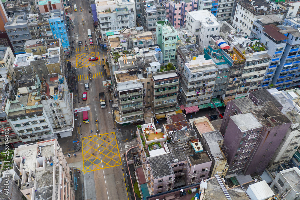 Top view of Hong Kong city town