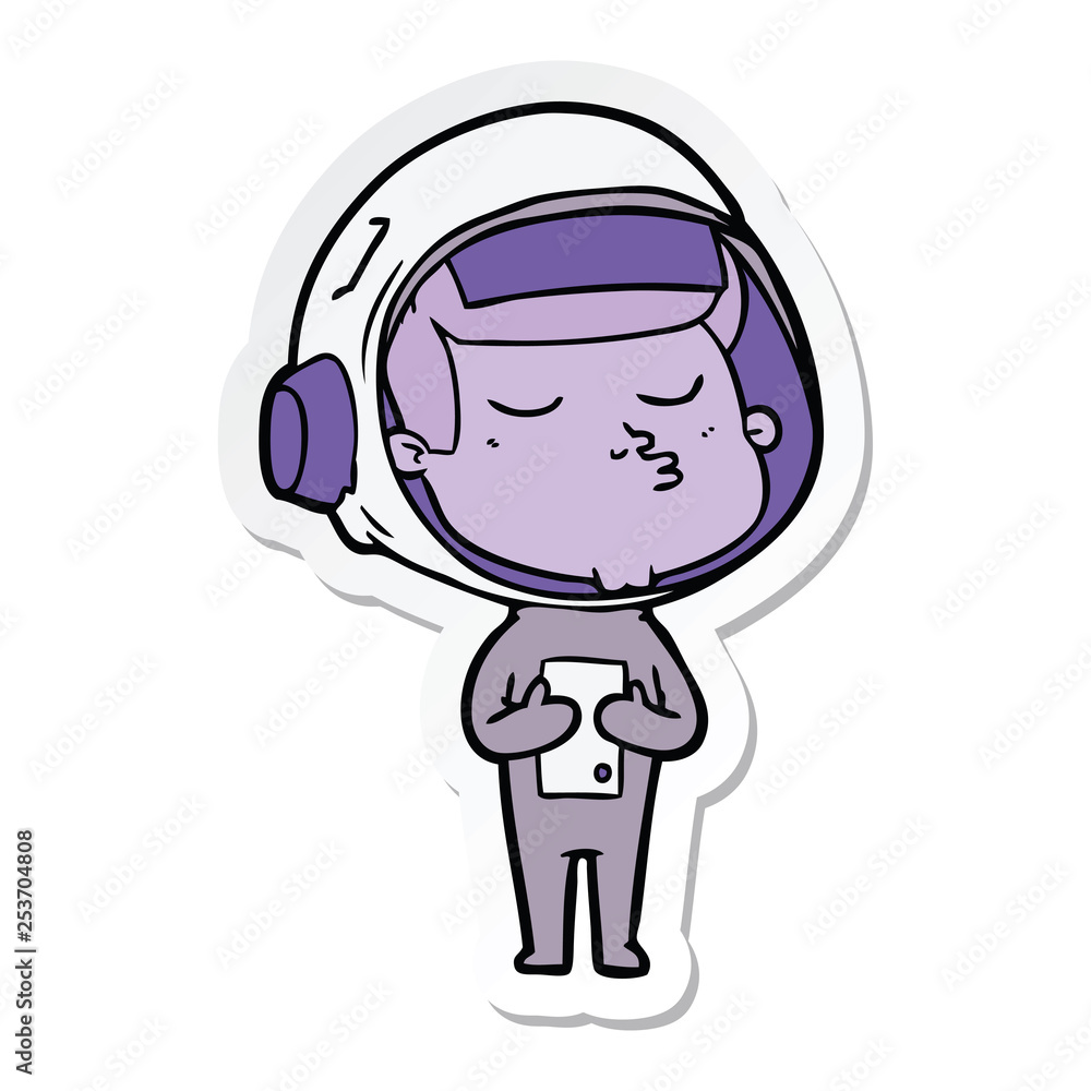 sticker of a cartoon confident astronaut sticker of a cartoon confident astronaut
