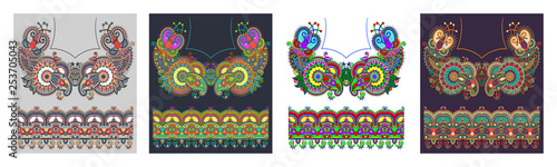 Neckline ornate floral paisley embroidery fashion design