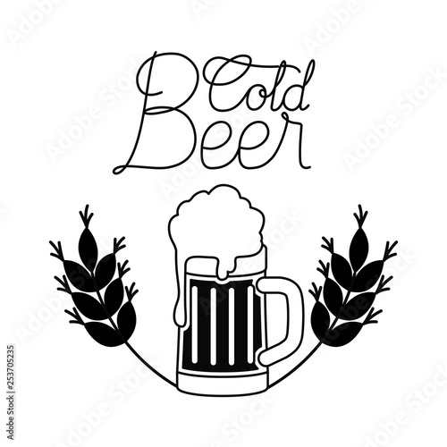 cold beer label isolated icon