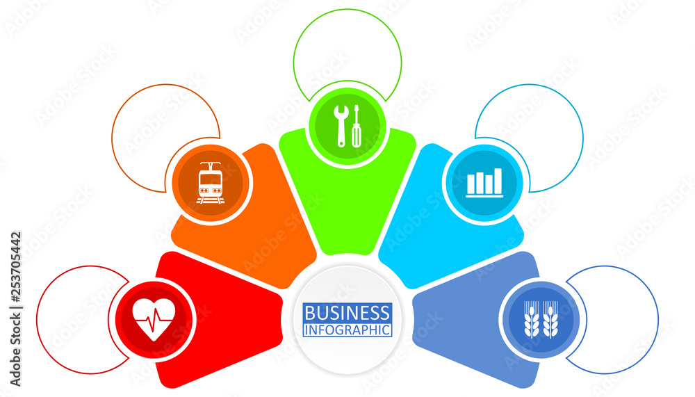 Vector infographic template for workflow, diagram, graph, presentation, chart, business and industry concept with 5 options