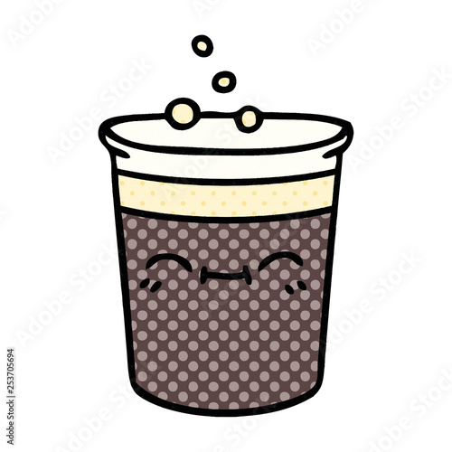 quirky comic book style cartoon glass of stout
