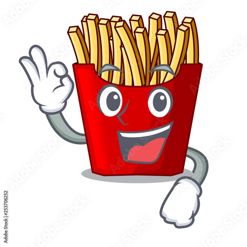 Okay french fries served on character plates