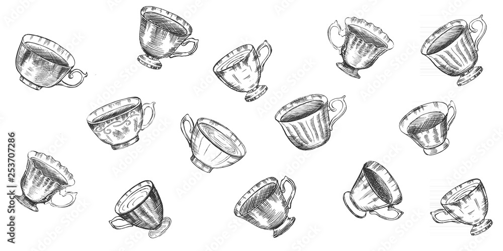 Hand drawn a cup of tea.
