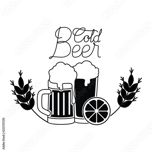 cold beer label isolated icon