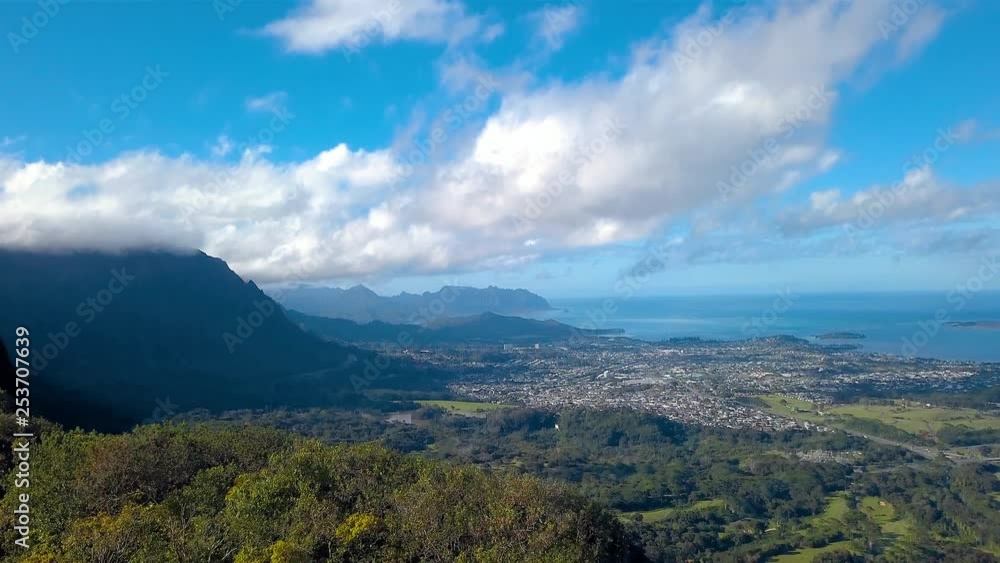 Drone reveal shot of Kaneohe on the Island of Oahu, Hawaii. 4K Drone reveal shot of Kaneohe on the Island of Oahu, Hawaii. 4K