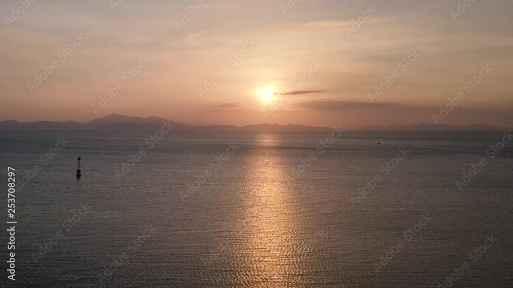 Aerial view sunset near the beach in Malaysia Aerial view sunset near the beach in Malaysia