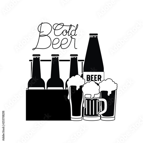 cold beer label isolated icon