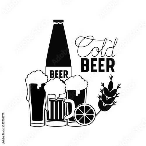 cold beer label isolated icon