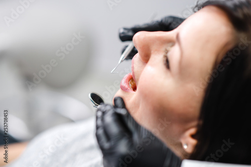 Dental treatment, close-up.