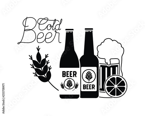 cold beer label isolated icon