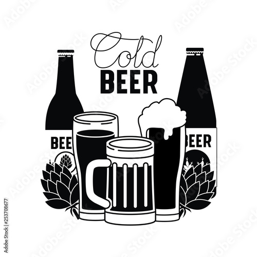 cold beer label isolated icon