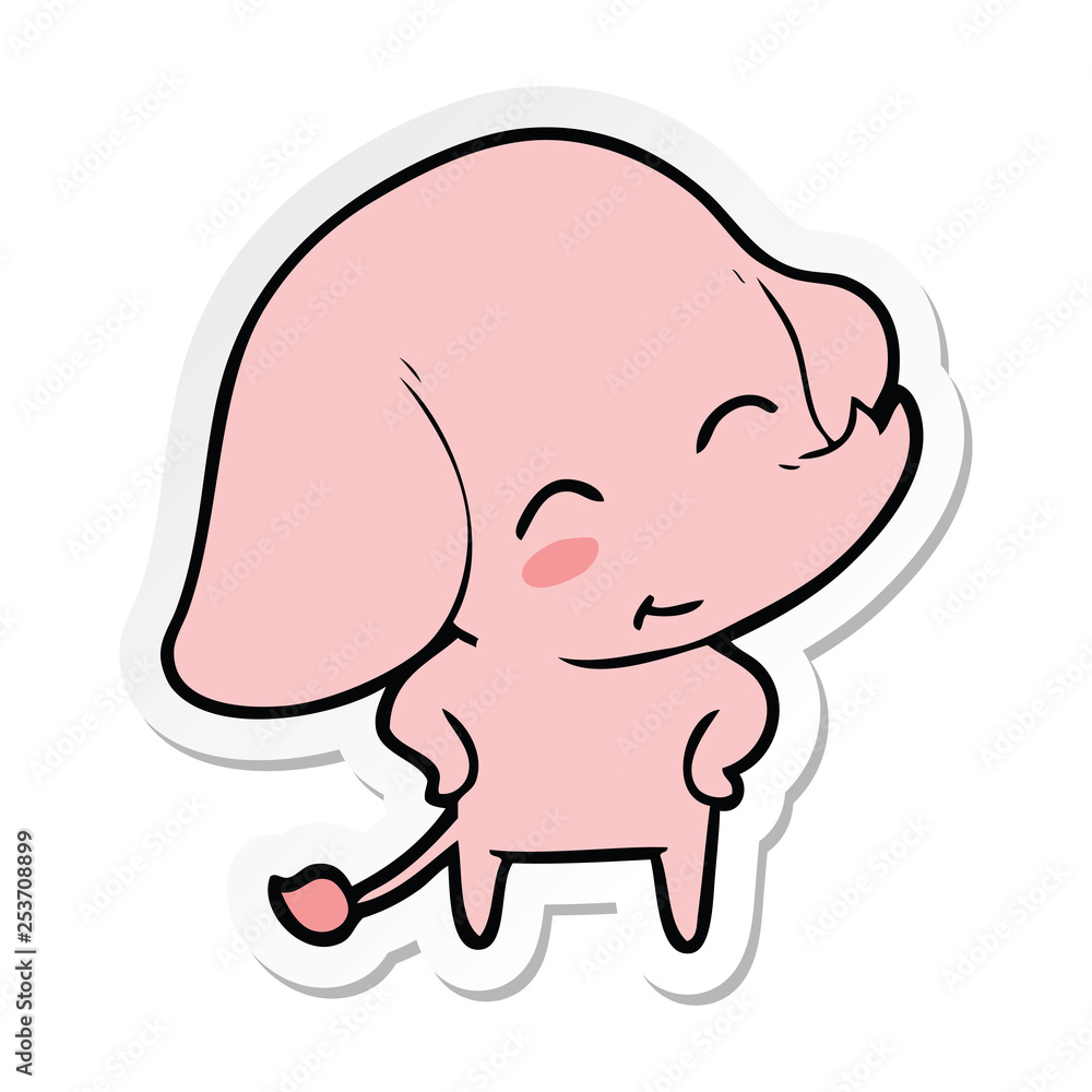 sticker of a cute cartoon elephant sticker of a cute cartoon elephant