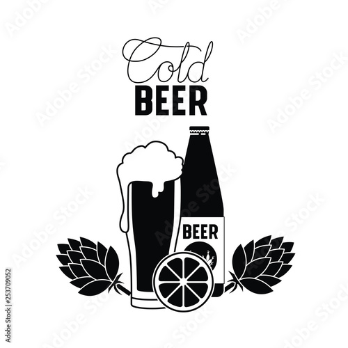 cold beer label isolated icon
