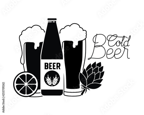 cold beer label isolated icon