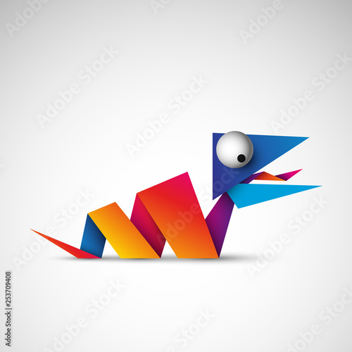 kolorowy wąż origami logo wektor #253709408