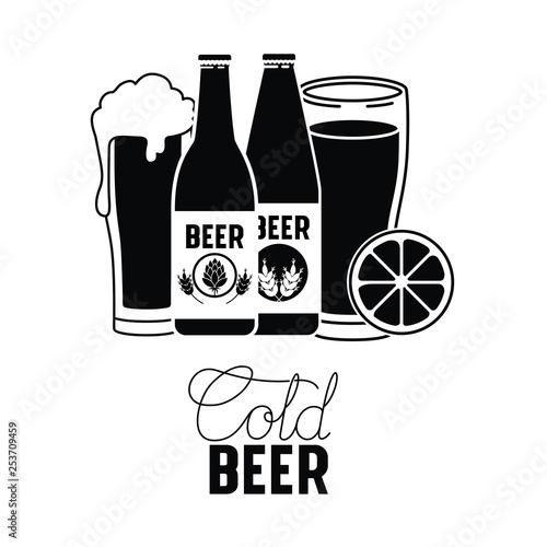 cold beer label isolated icon
