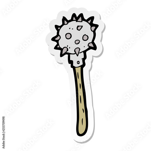 sticker of a cartoon medieval mace