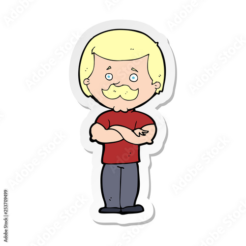 sticker of a cartoon manly mustache man