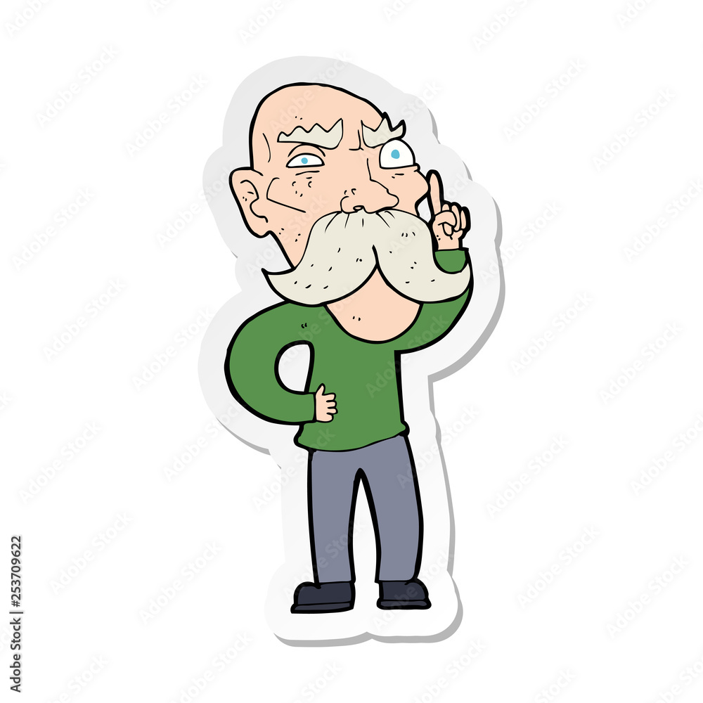 sticker of a cartoon annoyed old man sticker of a cartoon annoyed old man