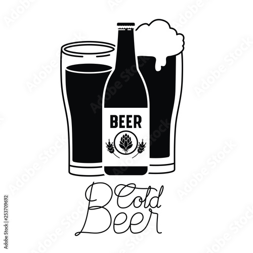 cold beer label isolated icon