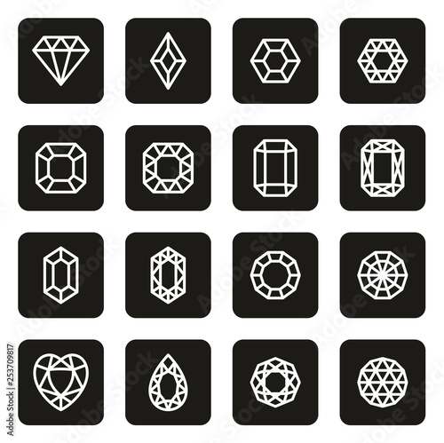 Diamonds or Diamond Shapes Icons White On Black