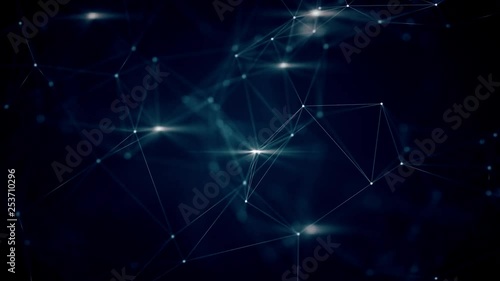 3D render abstract plexus shapes with optical flares. Connection and web concept. Digital, communication and technology background, network seamless animation photo