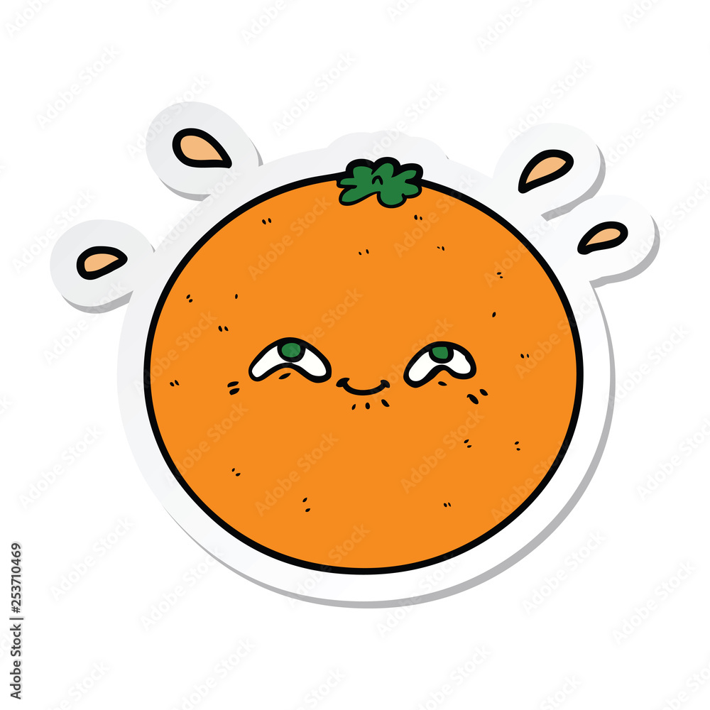 Fototapeta premium sticker of a cartoon orange