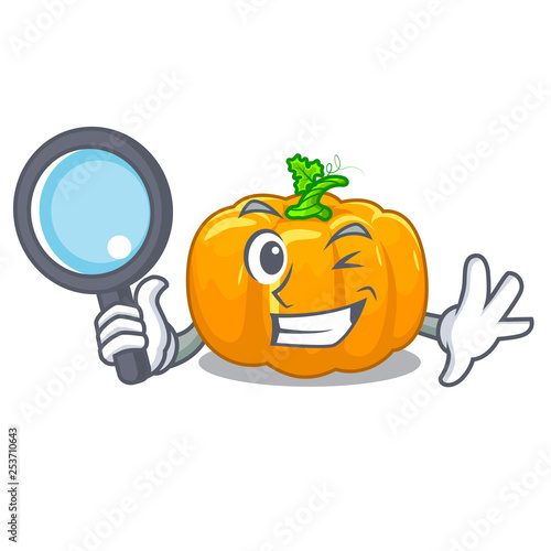 Detective yellow pumpkin in the cartoon shape